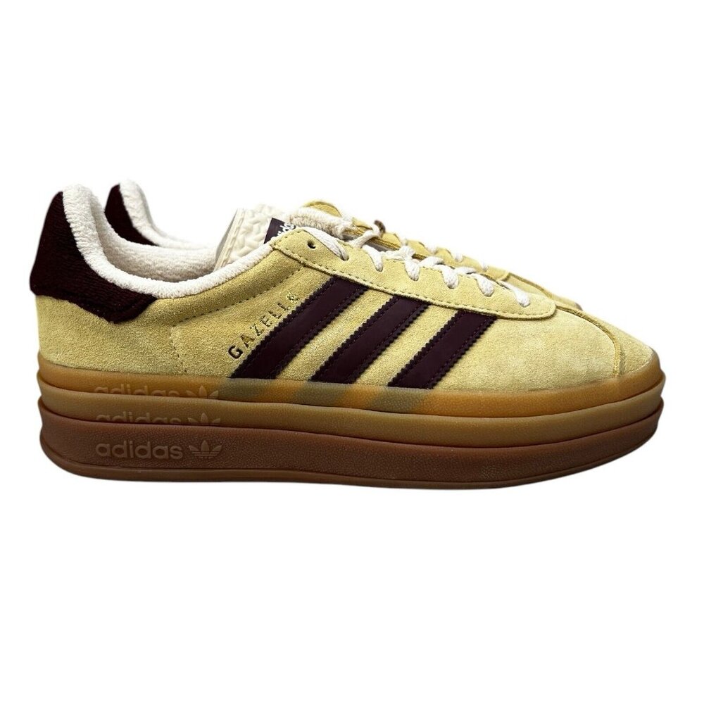 Adidas Originals Gazelle Bold Yellow Maroon White Shoes IF5937 Women's Sz 8 - 10